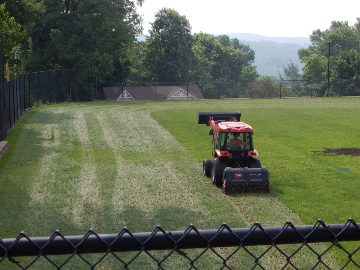 Morris Hills High School Core Aeration - Lincoln Landscaping of Franklin Lakes