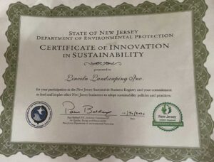 State of New Jersey Certificate of Sustainability and Innovation